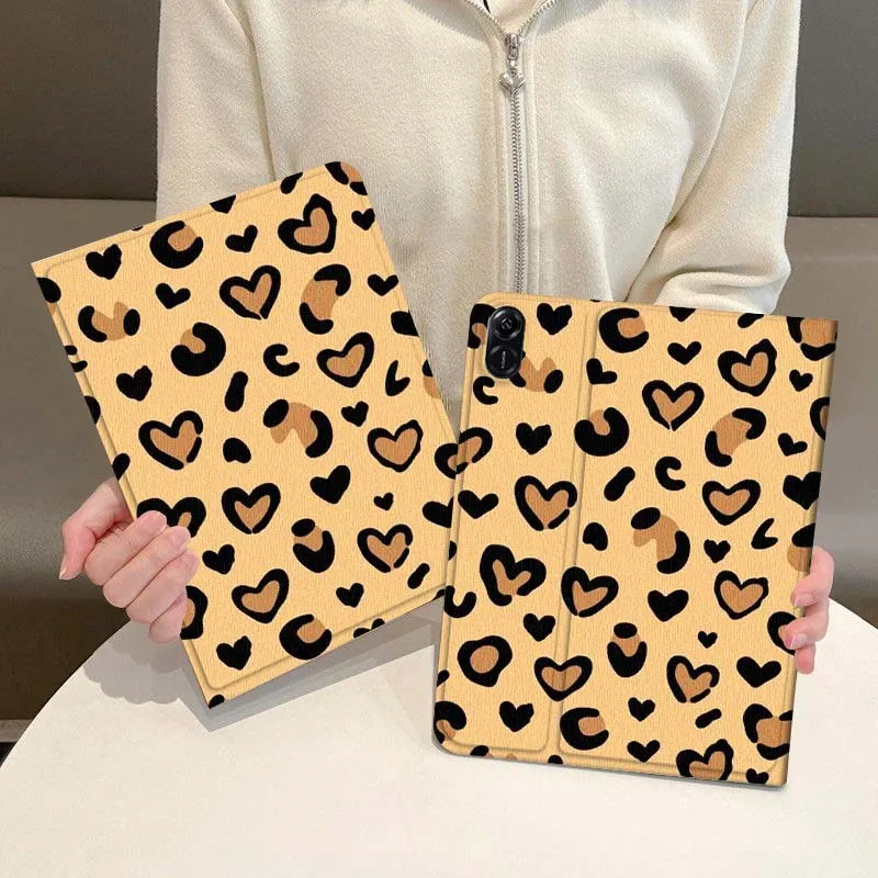 

Leopard Print Heart Pattern For Honor Magic Pad 6 7 X8 V6 V7 Pro V8 X9 8 V8 9 13 X8a 2 V9 GT X9a X9 GT2 13.3 Inch Tablet Case