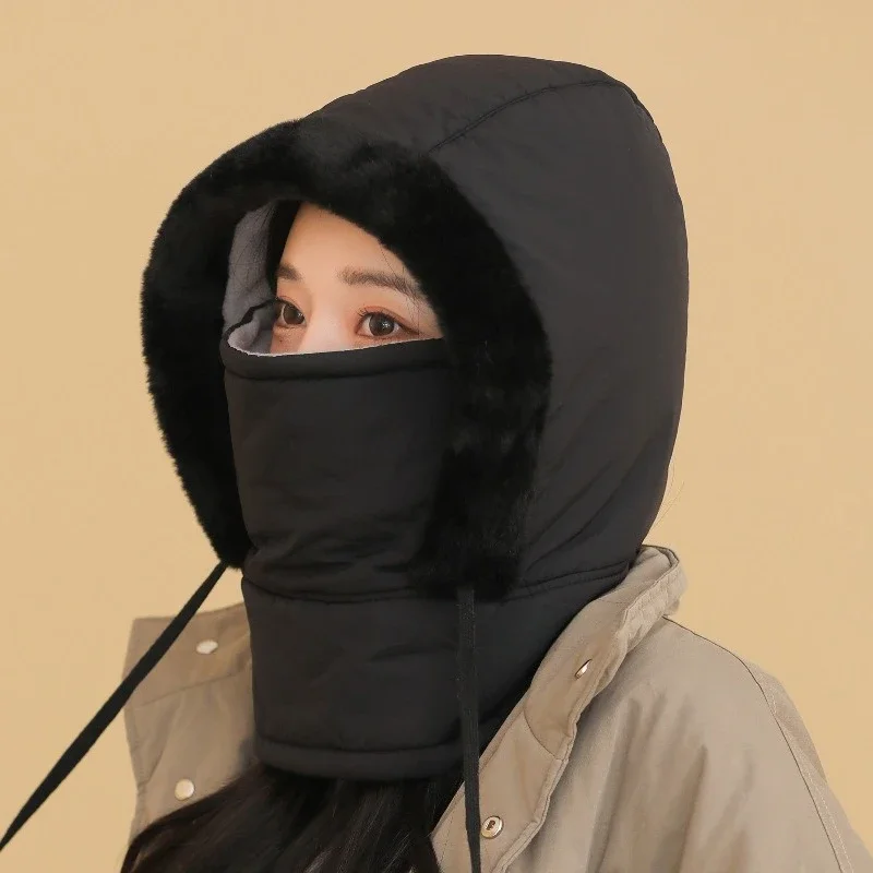 Fleece Lined Winter Warm Trapper Hat Windproof Ear Flap Neck Warmer Face Cover Men Women Cycling Riding Cold Weather Outdoor Cap