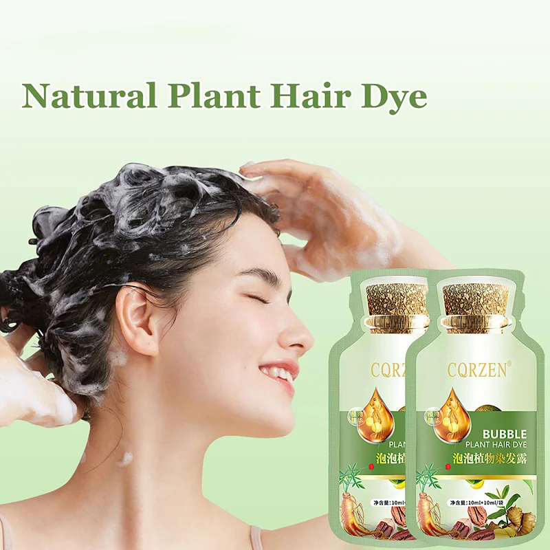 10 Bags/box Bubble Plant Hair Dye Natural Plant Foam Hair Dye White Hair Cover Hair Dye Fruit Color Hair Dye Men Women 20ml