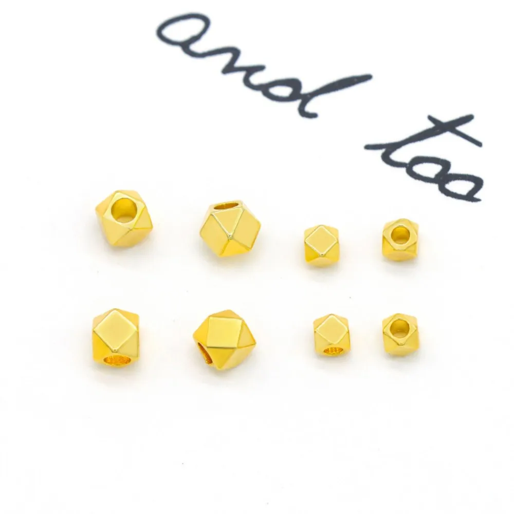 18K Gold Metal Irregular Spacer Beads para DIY, Handmade Pulseiras, Colar, Acessórios Artesanais, Fazer Jóias, 3mm, 4mm, 30 Pcs, 50Pcs