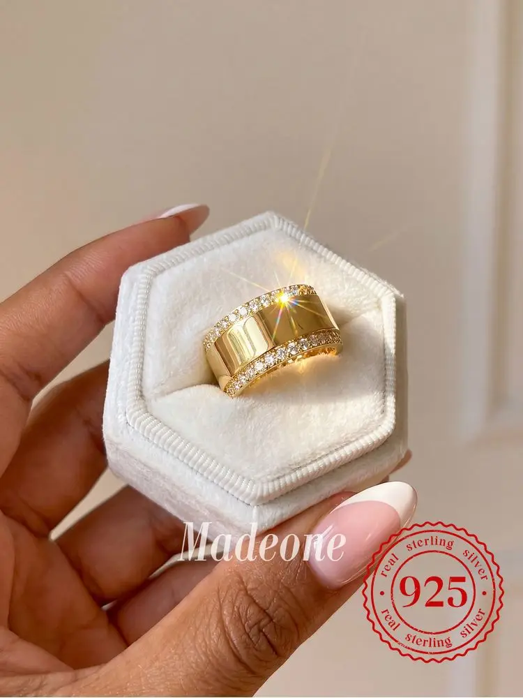 

925 Sterling Silver Gorgeous Classic Round Zircon Ring For Women Wedding Prom Party Luxury Fashion High Quality Fine Jewelry