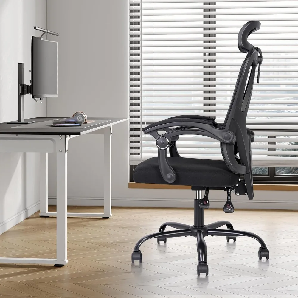 

Ergonomic Office Chair - High-Back Home Office Chair with Headrest, Adjustable Arms, 90-135° Tilt Mechanism, Wide Seat Cushion,