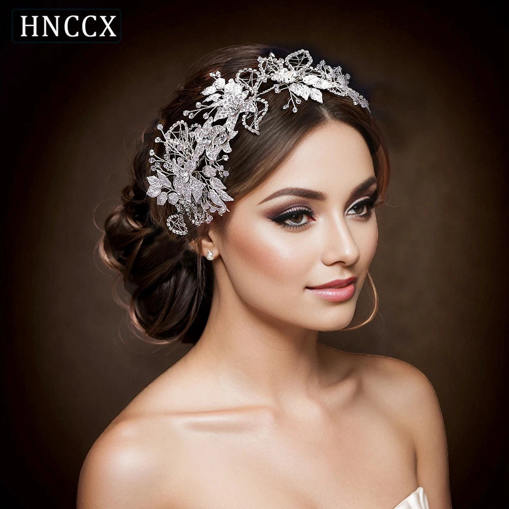 

HNCCX Shiny Rhinestone Bridal Hair piece Alloy Leaf Bride Headband Wedding Ornaments Crystal Woman Party Headwear CP282