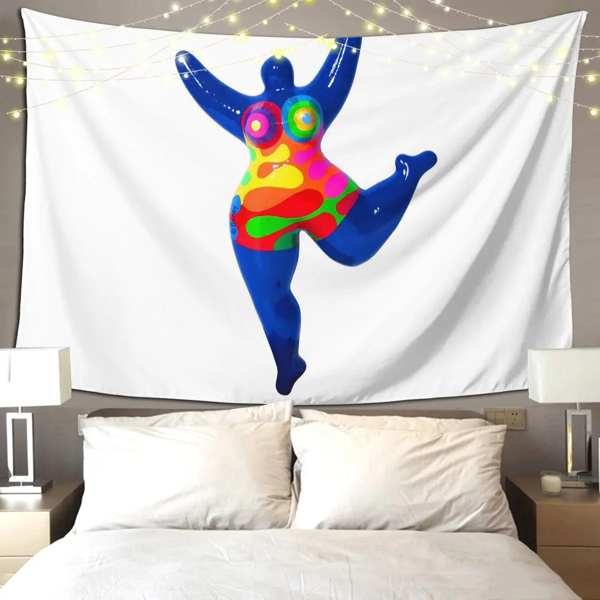 

Blue Nana Biriney Tribute To Niki De Saint Phalle Tapestry Wall Hanging Aesthetic Home Decor Tapestries for Bedroom Dorm Room