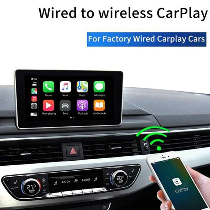 

Universal Wireless Carplay Adapter, Smart Phone Type-C Carplay Module Dongle For Ios 10.0+, Plug & Play Black