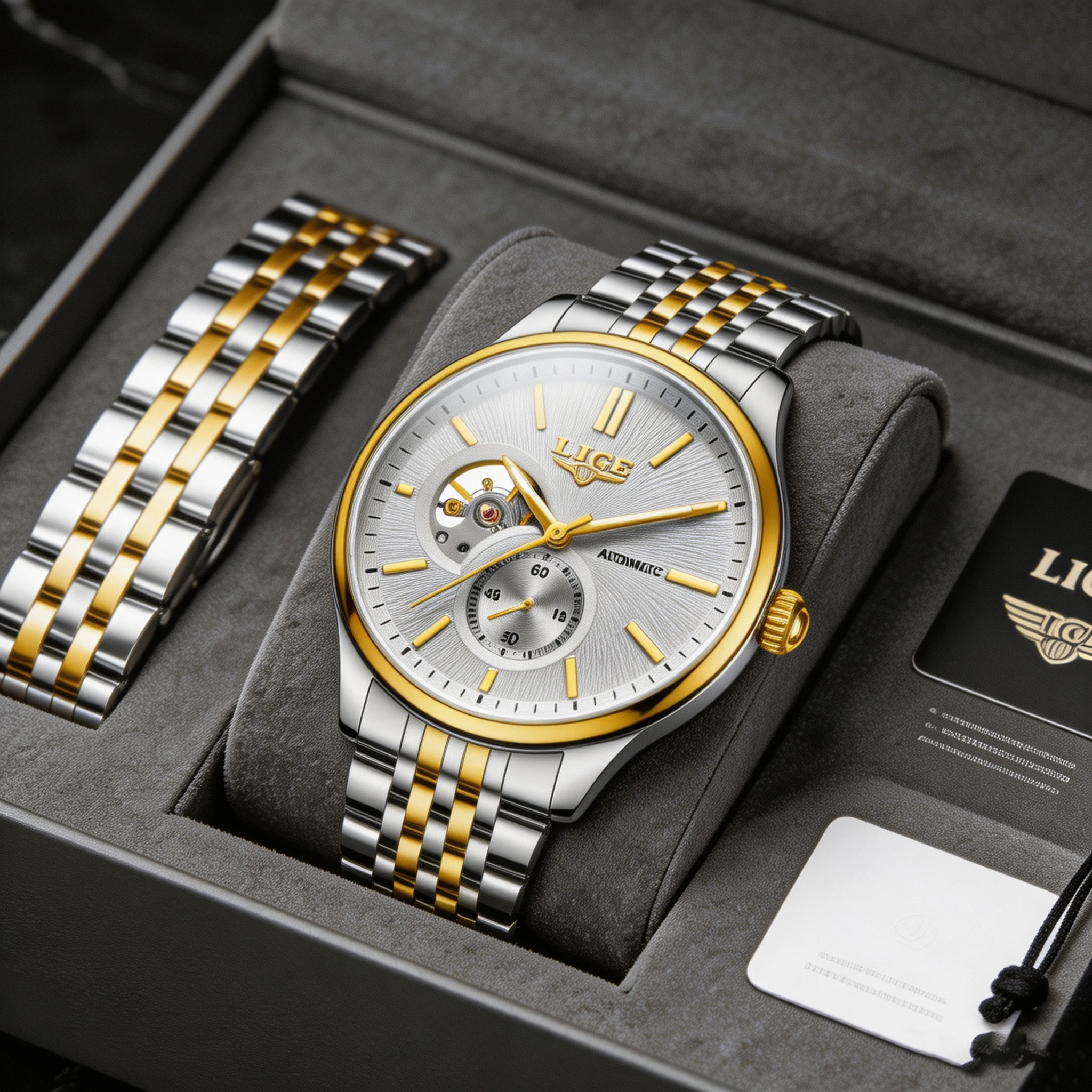 LIGE New Men Automatic Mechanical Watch Elegant Luxury Watches Waterproof Skeleton Business Wholesale Stainless Steel Gift Watch