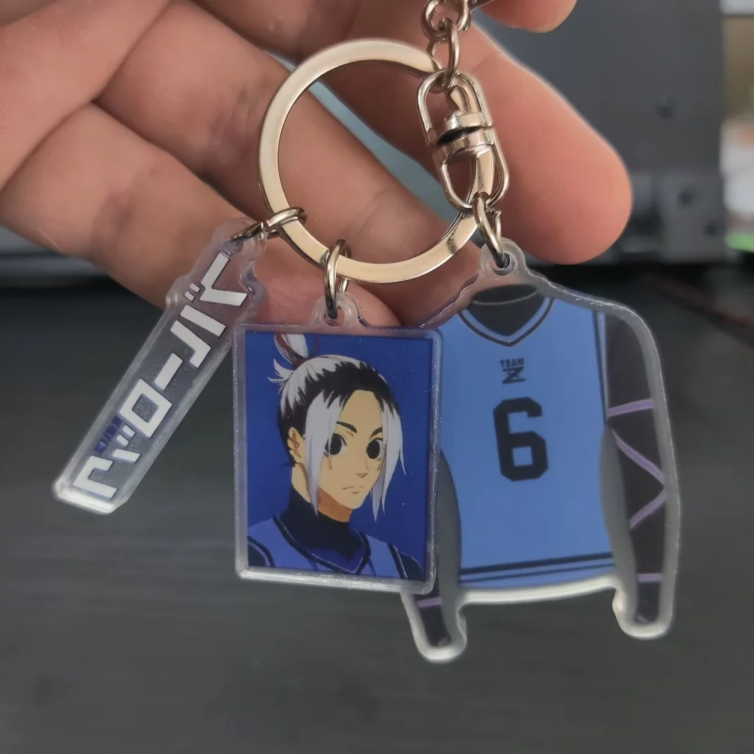 6CM BLUE LOCK Anime Figure Cosplay Jersey Style Acrylic Keychains New Creative Series Figure Bag Pendant Keyrings Toys Fans Gift