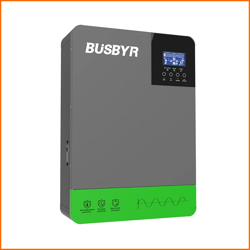 BUSBYR 2.2KW 4.2KW Hybrydowy inwerter solarny na sieci Czysta fala sinusoidalna Inwerter 24V 12V 230V Podwójne wyjście z ładowarką słoneczną MPPT 80A