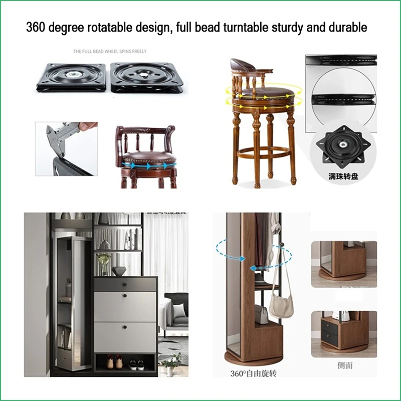 360 ° Universal Free Rotation Full Bead Turntable Sturdy And Durable Sofa Seat Base Bearing Furniture Hardware Turntable