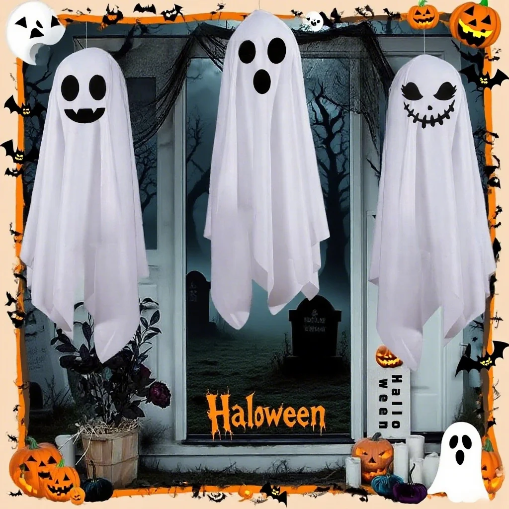 

Halloween Decoration Ghost Hanging Ornament White Cloth Spooky Ghost Decor For Outdoor Party Front Door Hanging Arrangement