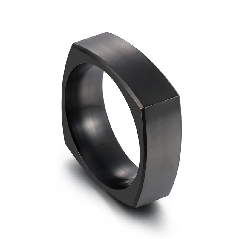 Simple frosted ring ins wind fashion plain face boxy stainless steel men\'s brushed ring