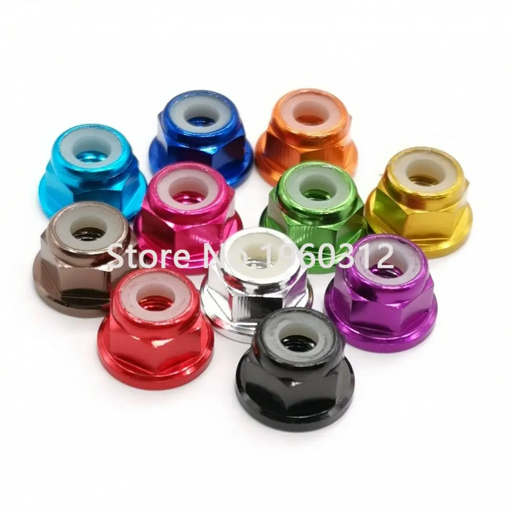 2-10 pz Flangia Colorata Dadi In Alluminio M2 M3 M4 M5 M6 M8 Nylon Esagonale Inserto Dado di Bloccaggio Dado autobloccante per Parti del Modello RC  13