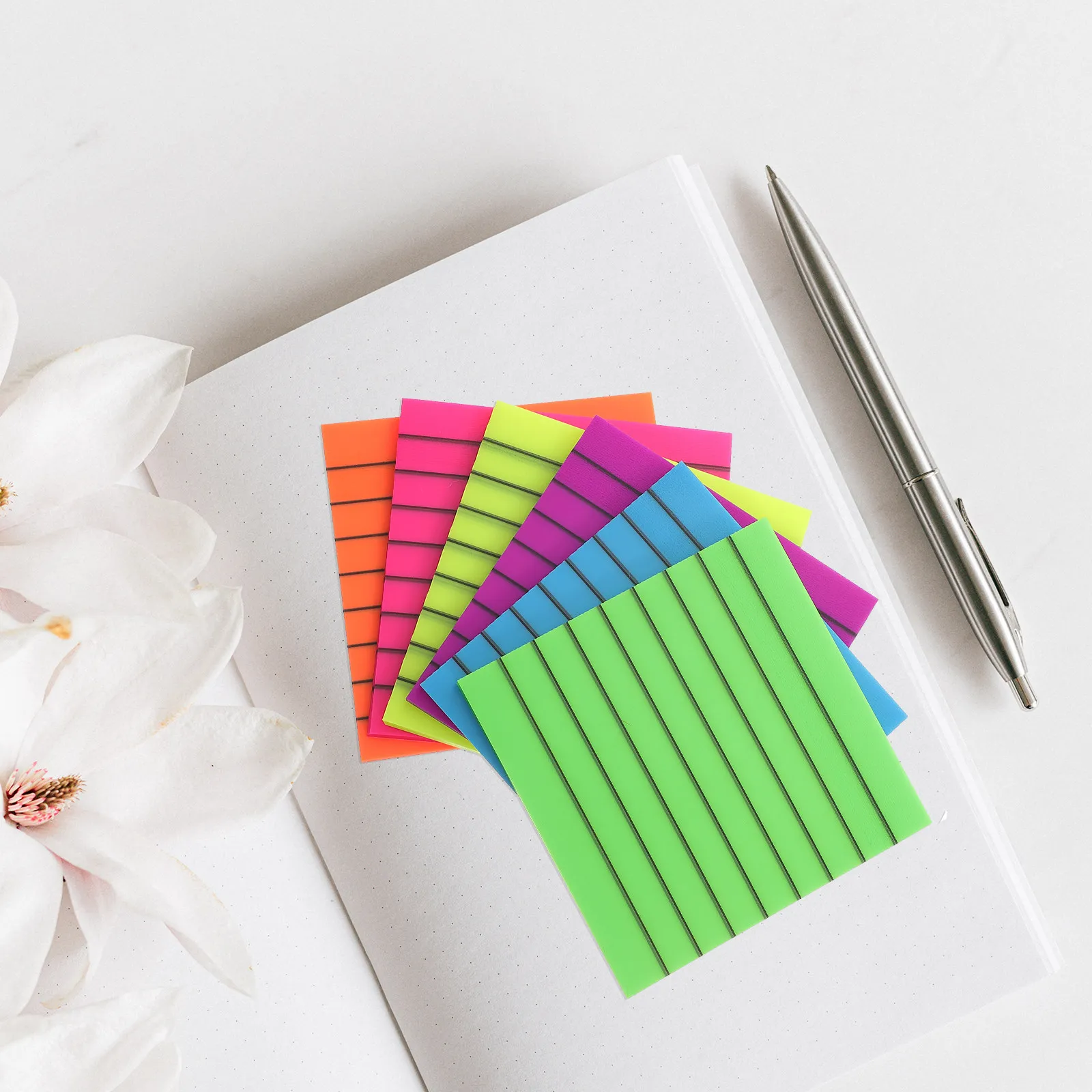 6Sets Colorful Reading Strips Transparent Fluorescence Page Markers Professional Highlight Strips School Office Note Stickers