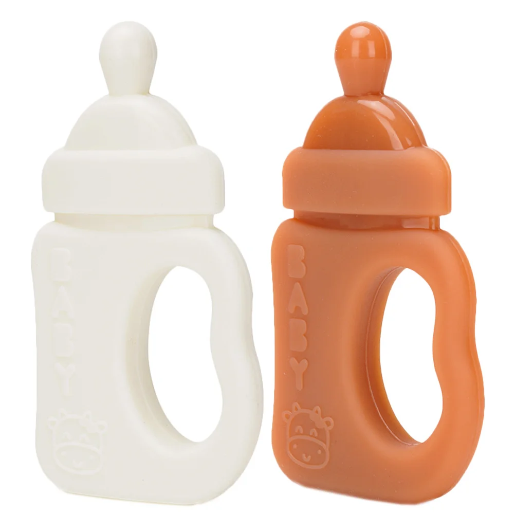 2 قطعة عضاضة سيليكون مريحة للأطفال مهدئة للمضغ لتخفيف اللثة تعزز الإمساك والمهارات الحركية الدقيقة 0-12 شهرا