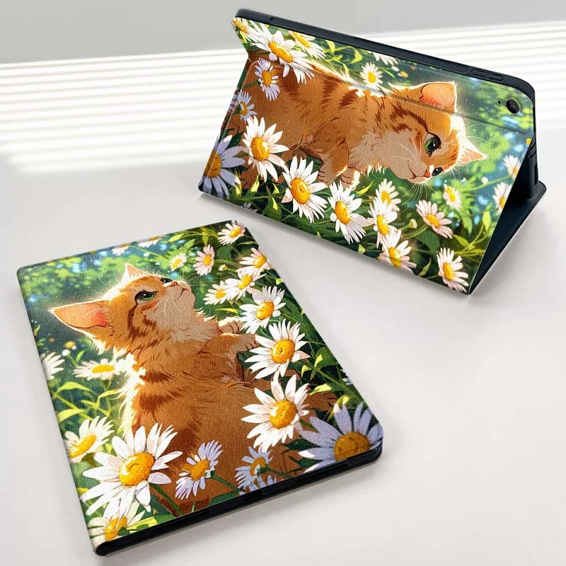 

Beautiful Flower Cat Art For Samsung Galaxy Tab A7 A A8 A9 A11 S6 S11 10.1 10.4 10.5 Inch Lite PLus Tablet Case
