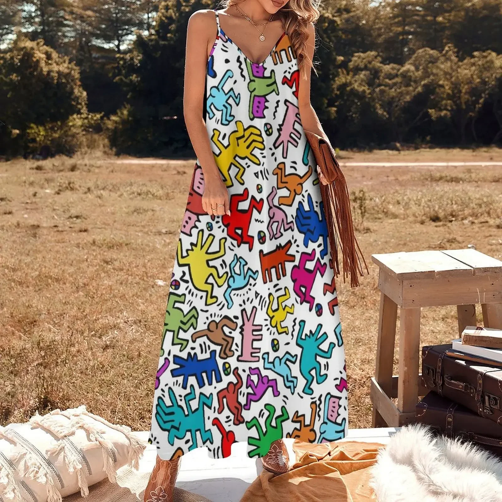 Pattern Homage Haring Sleeveless Dress sexy dress for women Woman clothes evening dresses ladies Dress