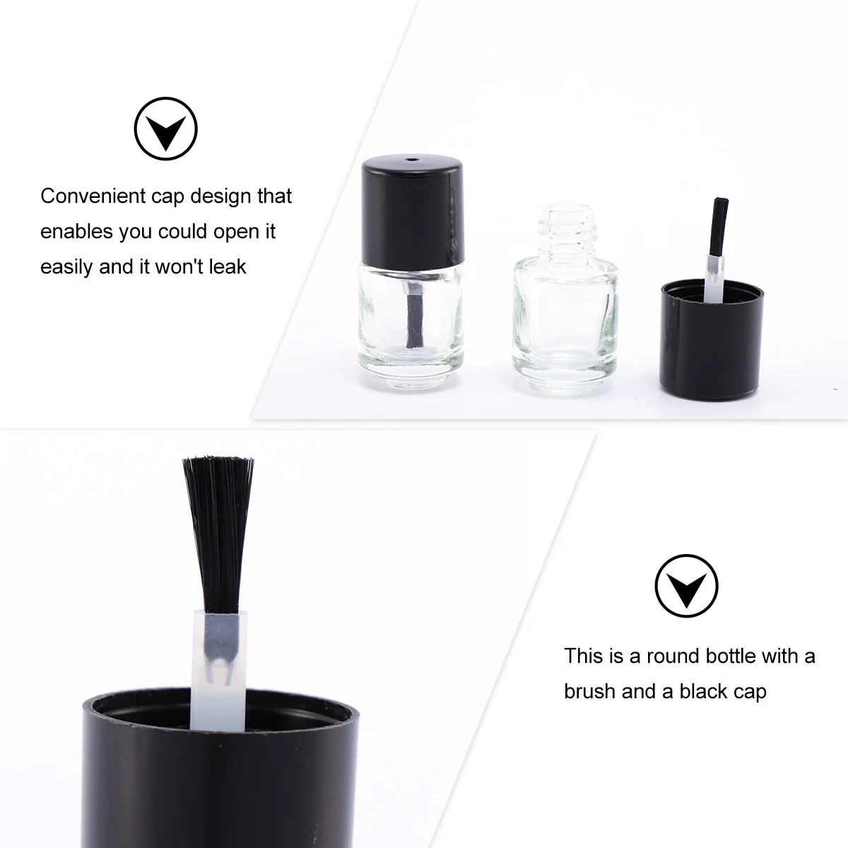 

15Pcs Empty Glass Nail Polish Bottles Transparent Round Cap Leakproof Refillable for DIY Nail Art Storage and Gift