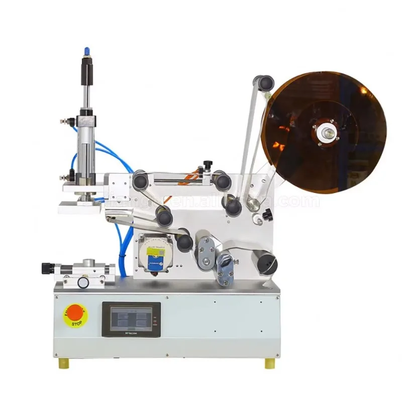Semi Automatic Flat Labeling Machine Compact Desktop Pneumatic Self Adhesive Labeler Intelligent Label Pressing Machine
