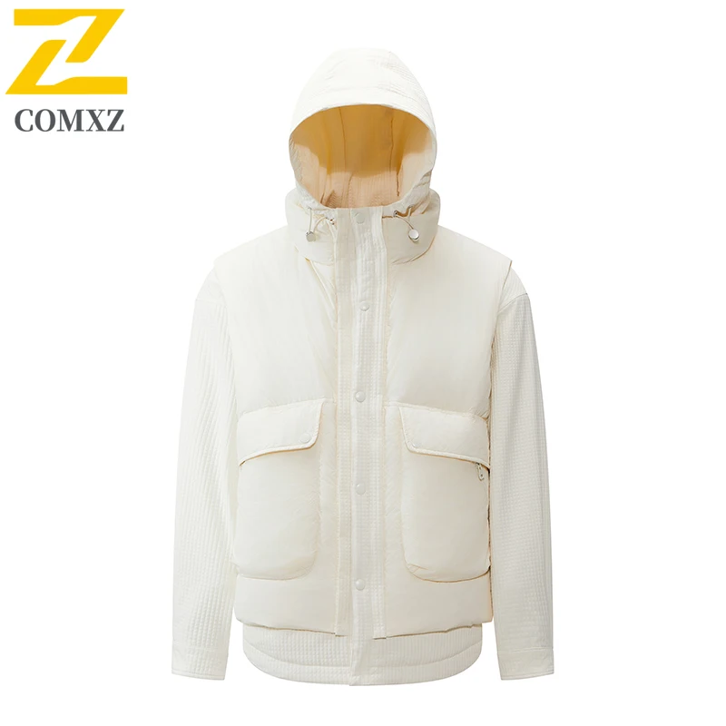 

Premium Men Down Jacket Comfort Snow Skiing Thick Warm Filled Jacket Fashion 2 in 1 Detachable Vest Cold Resistant Winter Parka