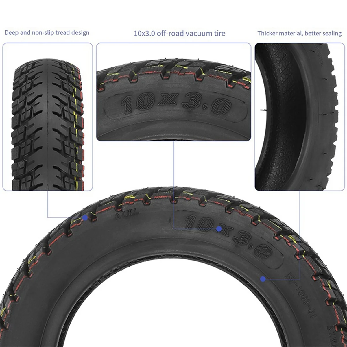 

10x3 Off-Road Tire 10 Inch Inner Tubeless Tire with Valve for Dualtron Zero 10X Electric Scooter Parts (2 Pack)