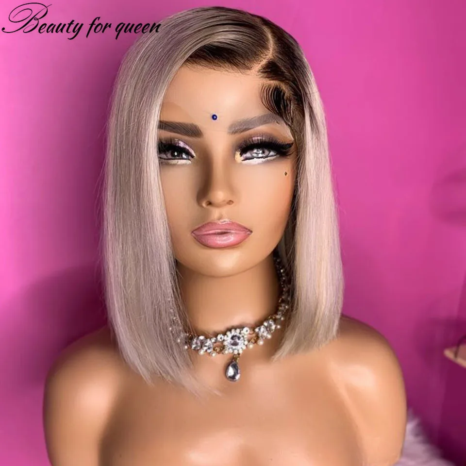 613 Straight Short Bob High Quality Brazilian White Human Hair Wig 200 Density Transparent HD Lace Frontal Wigs For Women ﻿ view 4