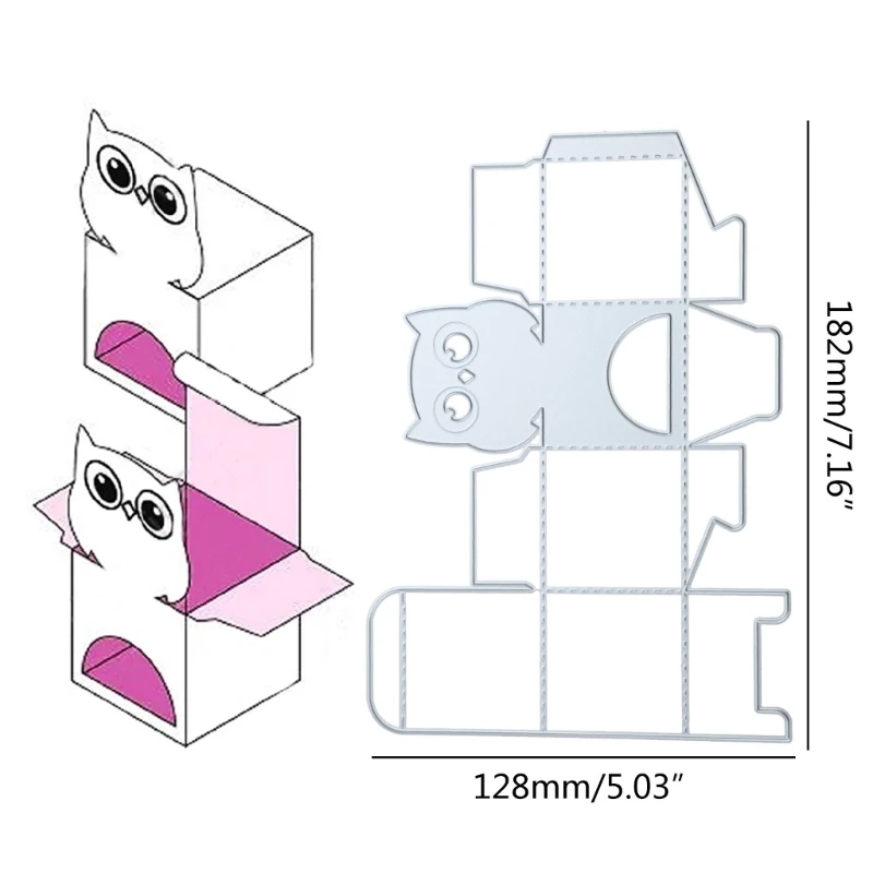 Śliczna sowa 3D Hollow pudełko cukierków szyte metalowe wykrojniki wzornik DIY Handmade składane na etui narzędzie do Die wycina