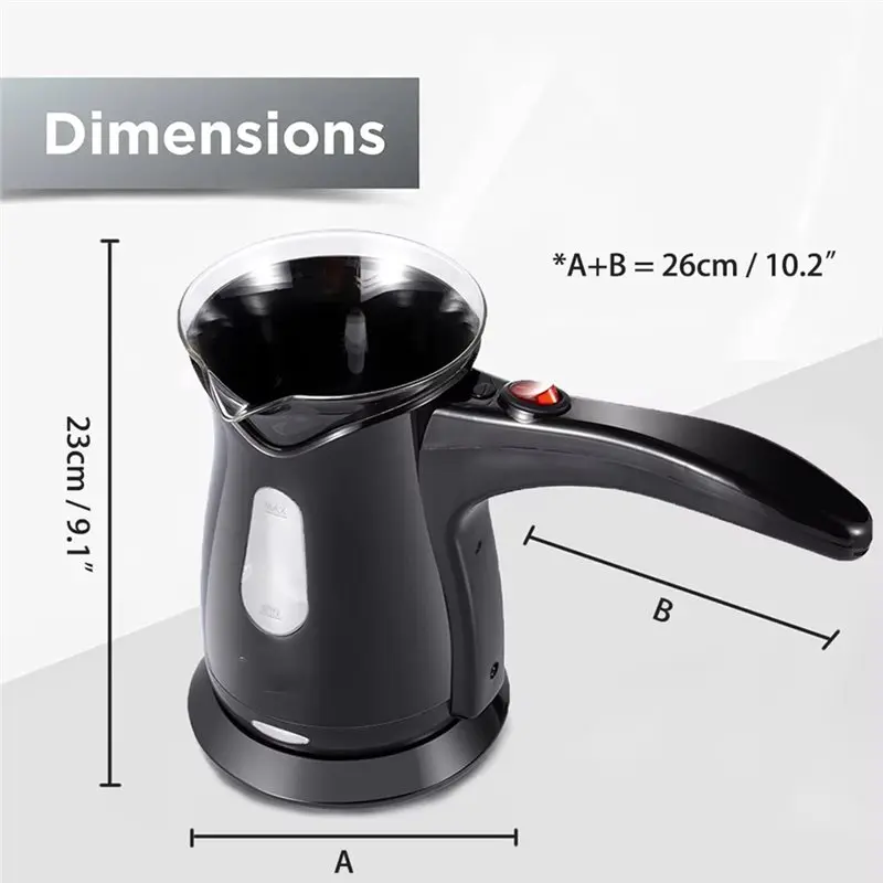 

Removable Greek Turkish Mocha Coffee Maker 500W Electric Coffee Pot 4-5 Cup Capacity Fast Brewing For Home EU Plug