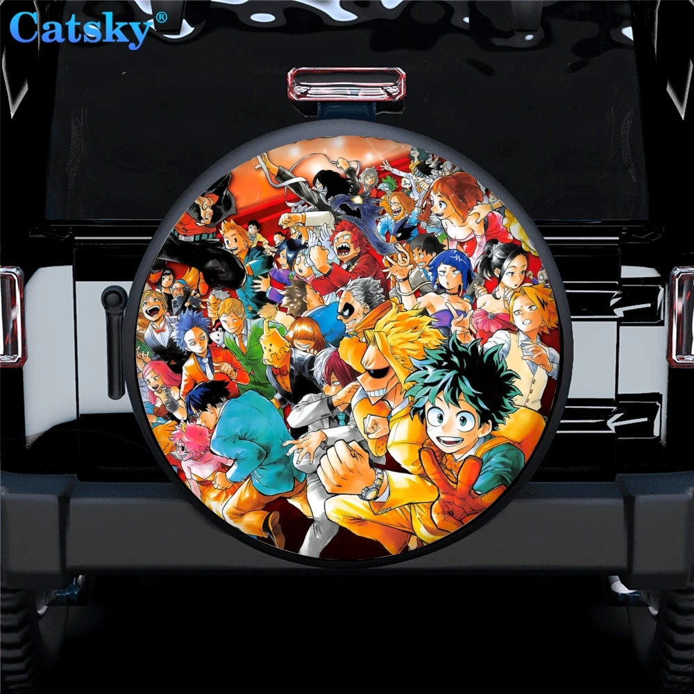 

Аксессуары для автомобиля My Hero Академия на заказ, защитная крышка для запасных шин, декоративная запасная крышка для запасных шин без отверстия для резервного копирования