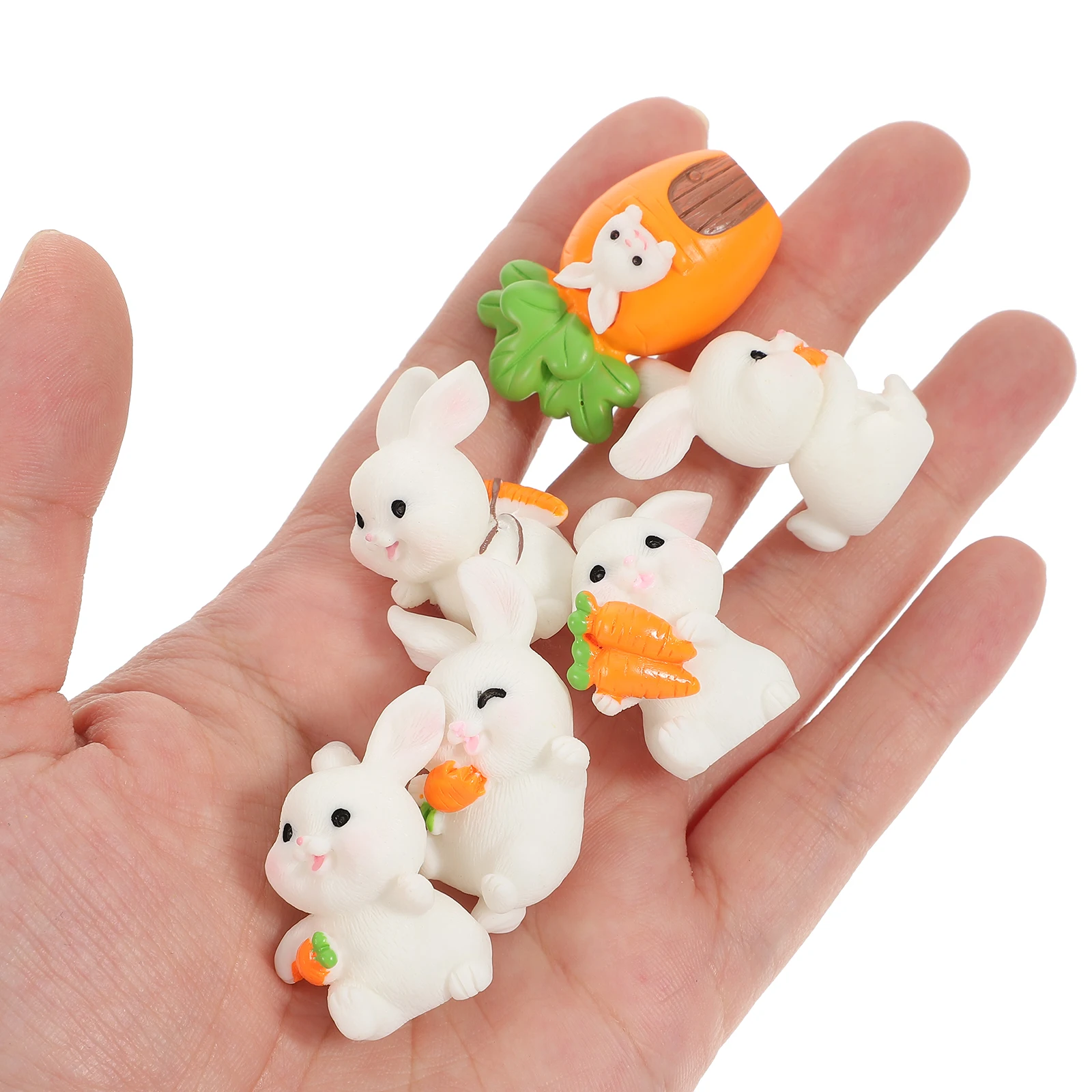

6 шт. миниатюрные фигурки кролика морковь кролик орнамент из смолы пасхальный декор для торта мох пейзаж бонсай микро пейзажное украшение