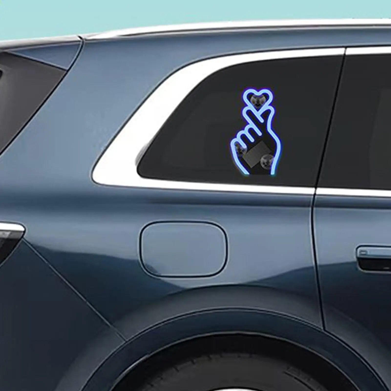 LED Heart Light For Car Gesture Design Warning Wireless Lamp Suction Cup Solar Lights For Car With Vibration Sensor For Women