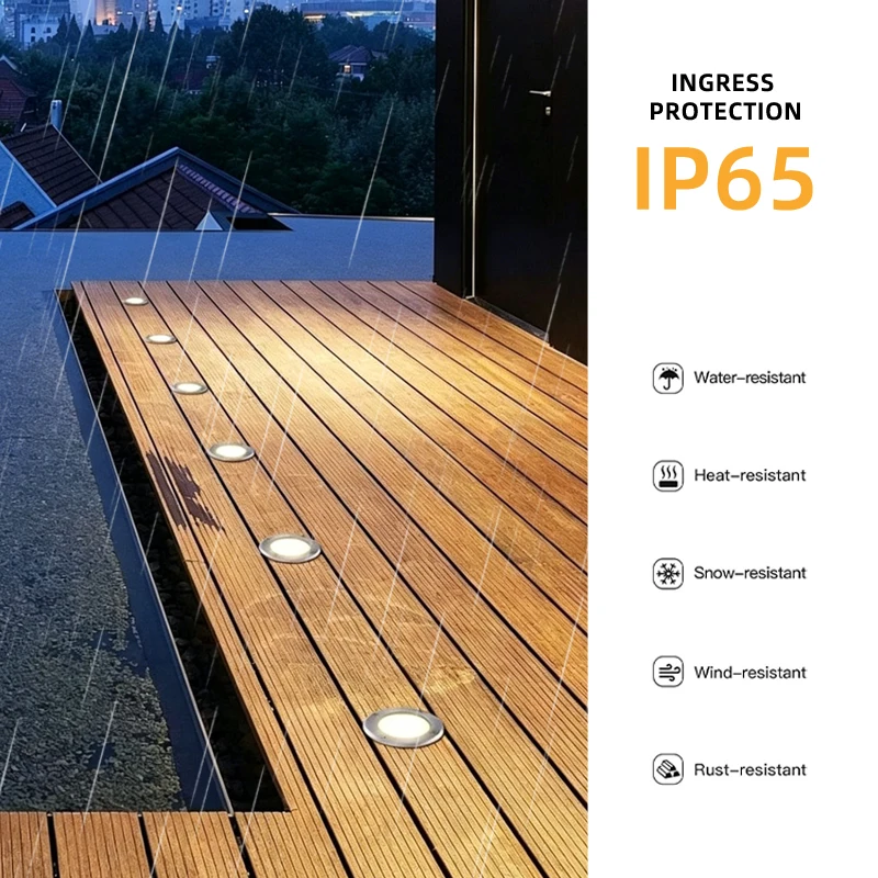 LED Buried Light Embedded Outdoor IP67 Waterproof RGB Glass Circular Diffuse Aluminum Alloy Tile Floor Light