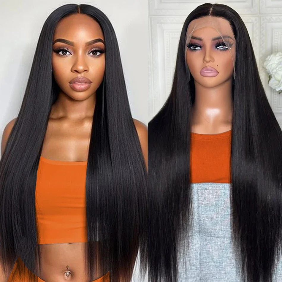 180% Density 13x6 Straight Lace Front Wig 100% Human Hair Wigs For Women Transparent Lace Brazilian Straight Natural Color Wigs