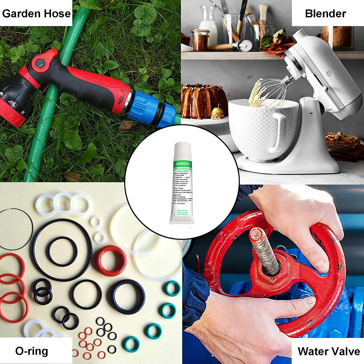 Edsrdus SG02 USDA H1 Food Grade Silicone Grease Multi Functional O-Ring Lubricant Dielectric Seals Faucet Kitchen Appliances
