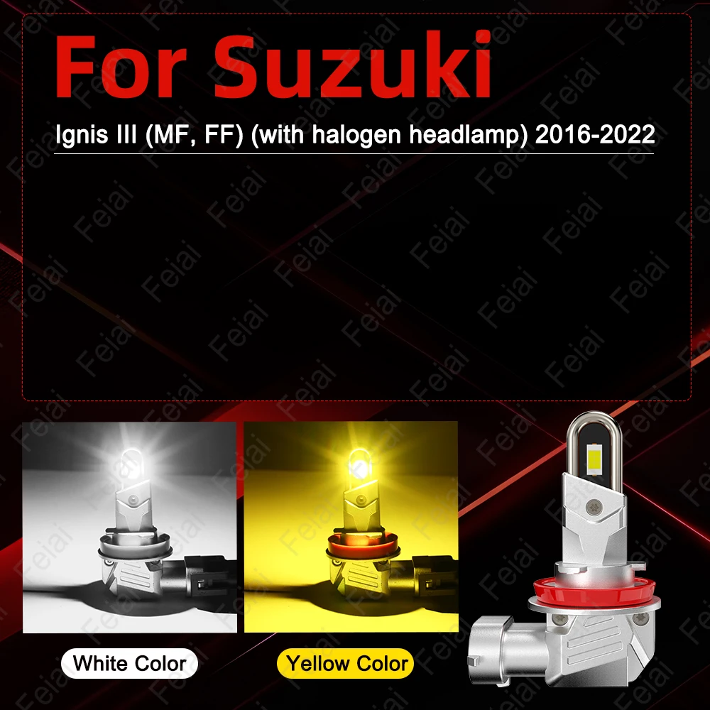 High Power Car Fog Lights LED For Suzuki Ignis 3 MF FF 2016 2017 2018 2019 2020 2021 2022 Accessories Yellow White LED Fog Light