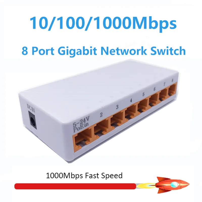 8 Poort 1000Mbps Gigabit Netwerk Switch Ethernet Smart Switcher Hoge Prestaties Rj45 Hub Internet Splitter