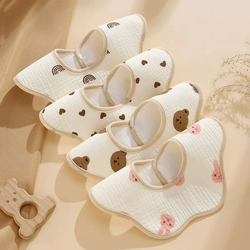 Waterproof Cotton Gauze Baby Bibs New Absorbent Saliva Towel Newborn Burp Cloths Bandana Scarf for Boys Girls Feeding Bibs
