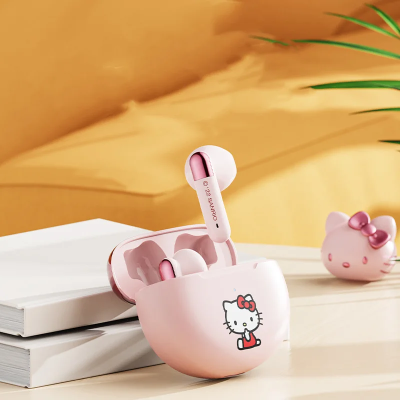 Anime Sanrio Wireless Bluetooth Headset Hello Kittys Cute Kawaii Extra Long Range Portable Binaural Stereo Sound Toys Girls Gift