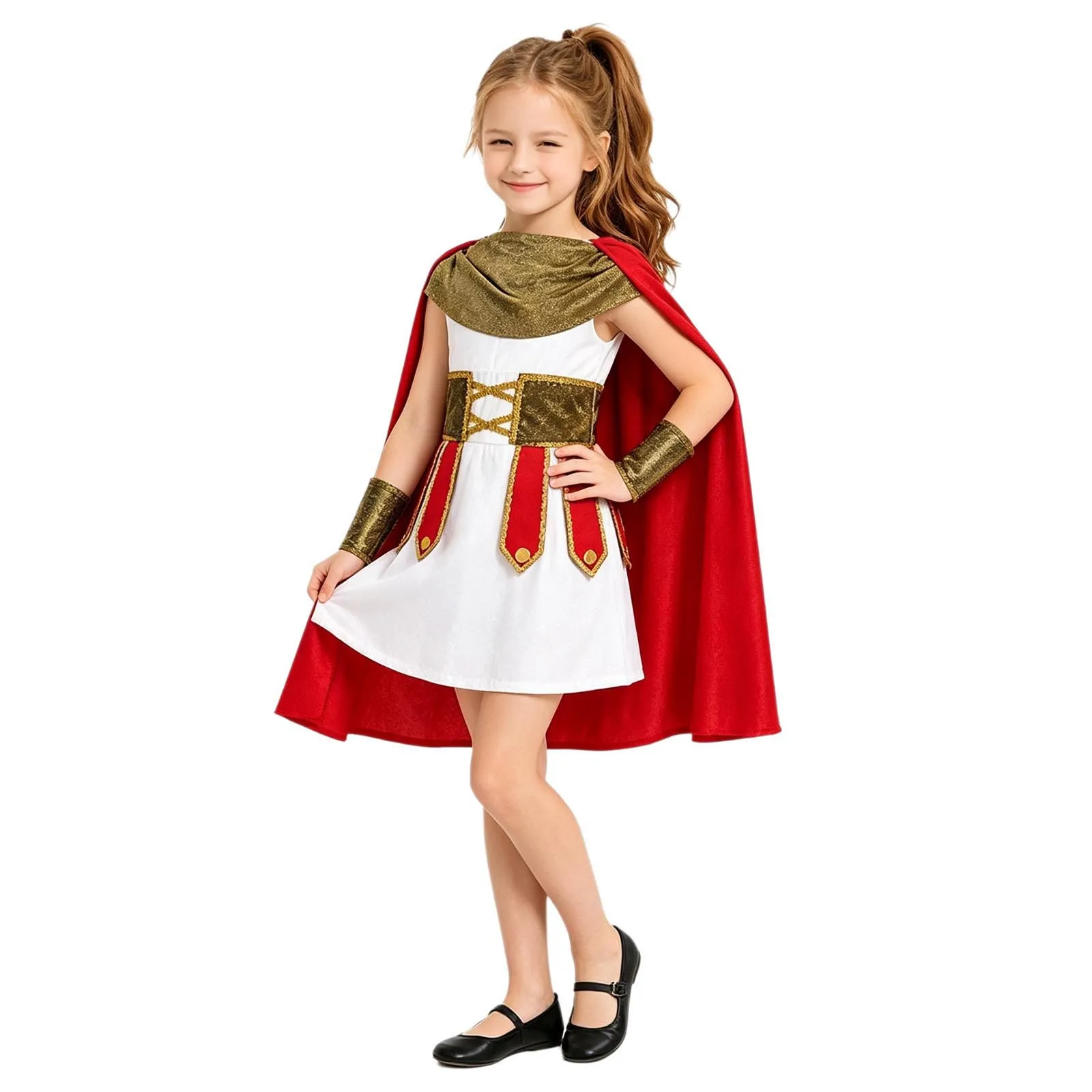 Boys Girls Ancient Roman Spartan Warrior Cosplay Costume Children Halloween Medieval Soldier Gladiator Cape Robe Fancy Dress Up