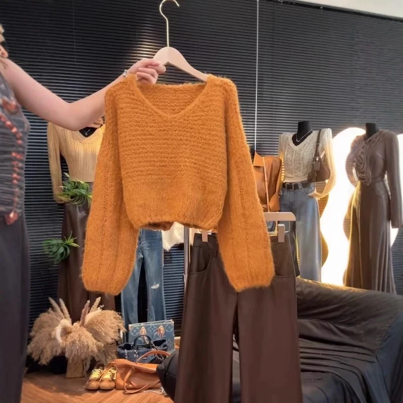 

Женский трикотаж Long Sve V-Ne, удобный осенний новый красивый свитер премиум-класса, повседневный топ Faion