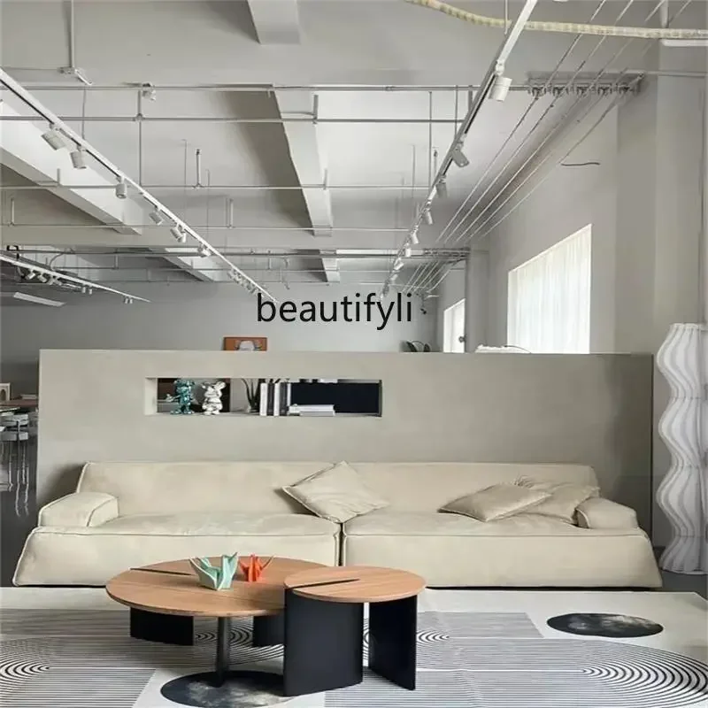

Y48 Italian minimalist straight row sofa living room reception matte technology fabric leisure sofa