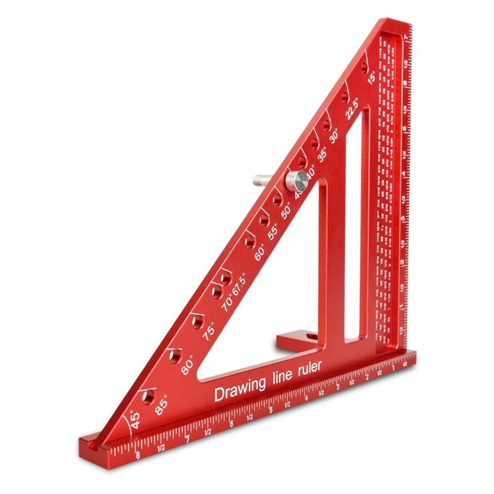 Multi-Angle Aluminum Triangle Ruler for Woodworking with 3D Stability and Precise 90 45 and 22.5 Degree Angle Graduations