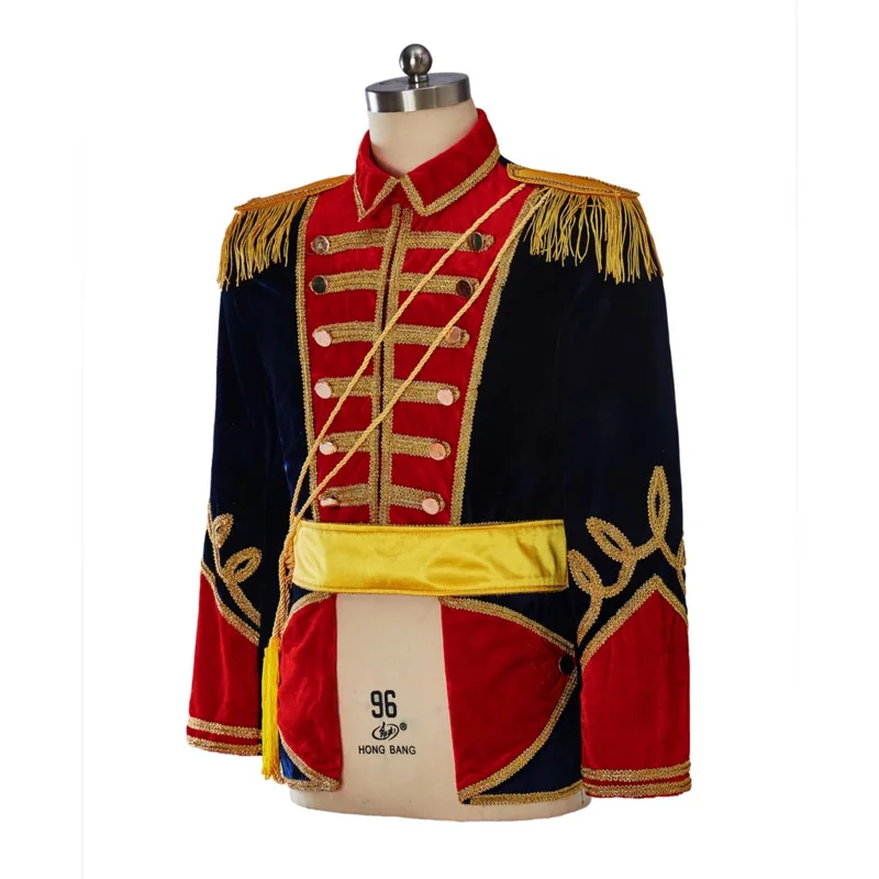 Nutcracker Costume Medieval Royal Military Uniform Jacket Colonial Tuxedo George Washington Regency Jacket With Hat For Men BS88