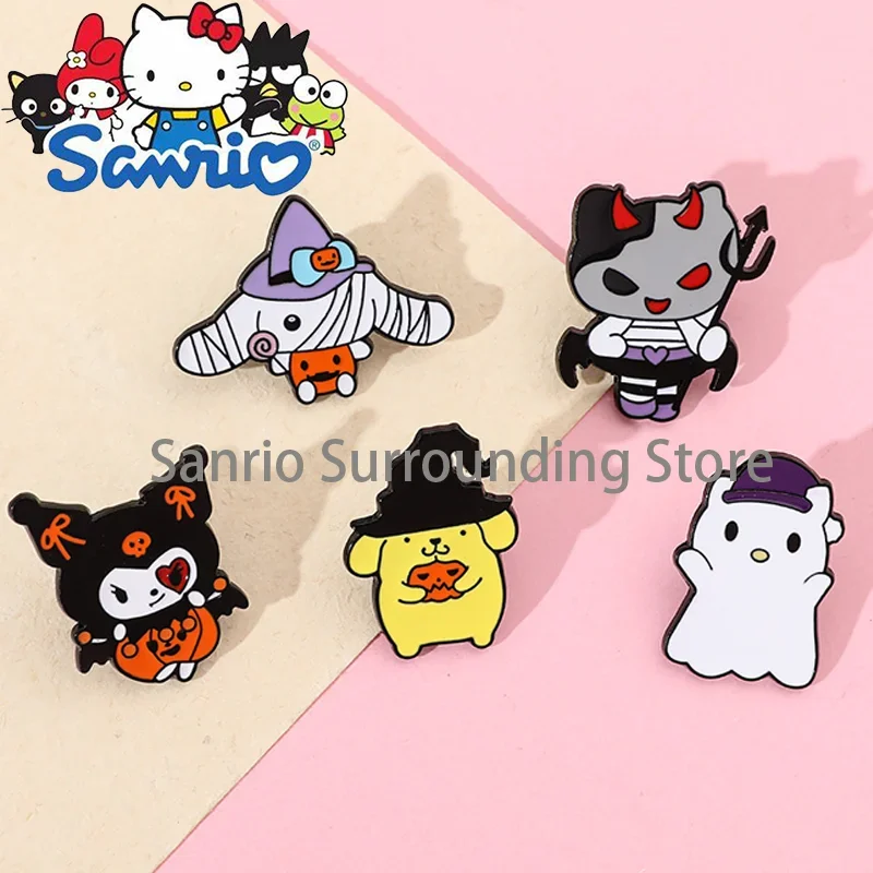 5Pcs/Set Sanrio Halloween Cinnamoroll Cute Cat Lapel Pins Backpacks Brooches Women Enamel Pin Gift Fashion Jewelry Accessories