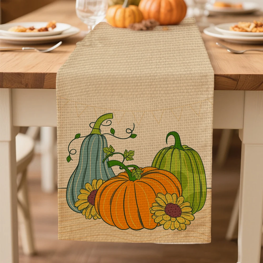 

table runners autumn Pumpkin pattern Table decoration and accessories for Harvest Festival Thanksgiving Day tablecloth