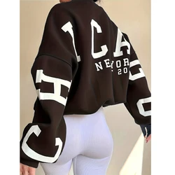 Europe and the United States women's casual fashion print thick coat long sleeve hoodie woman