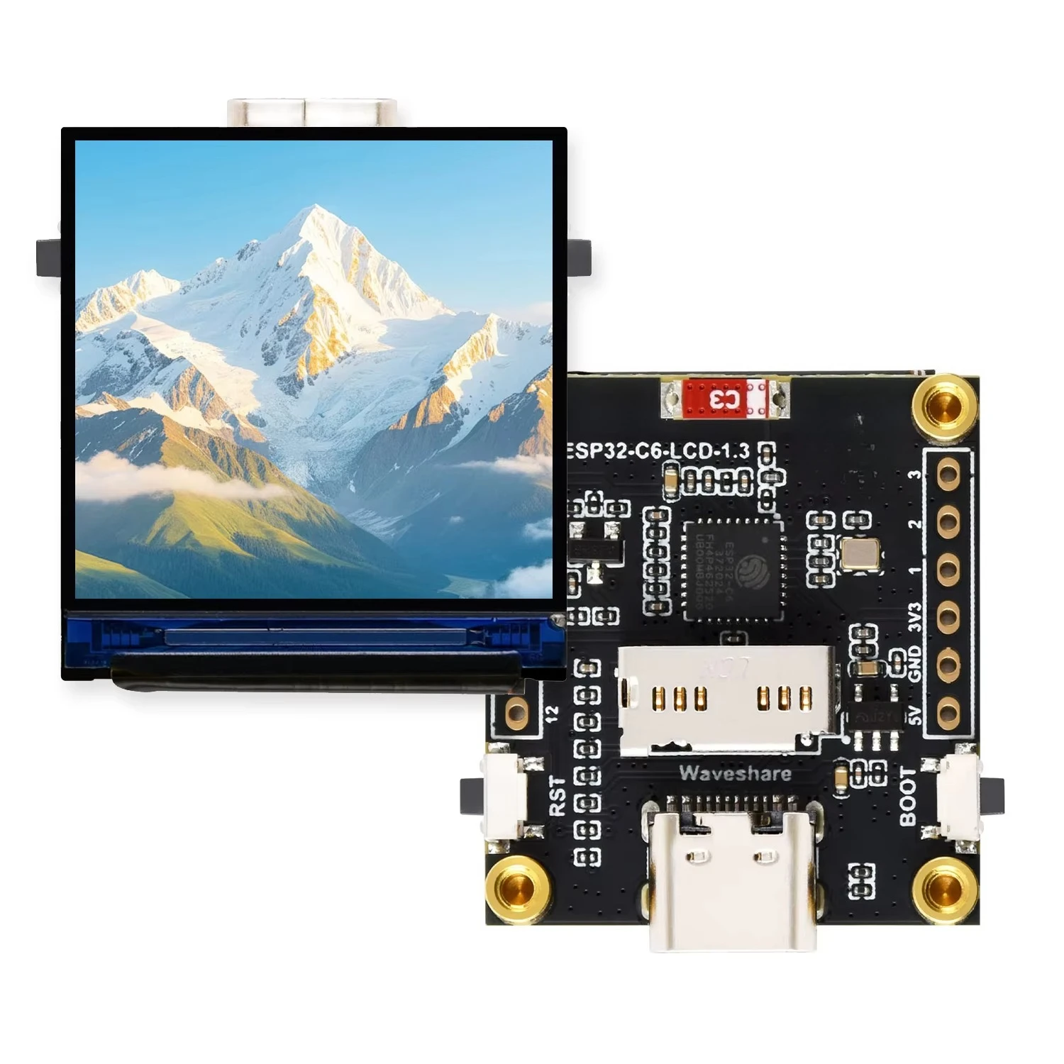 Waveshare ESP32-C6 1.3inch 240×240 LCD Display Development Board Immersion Gold Process,High-performance 32-bit RISC-V Processor