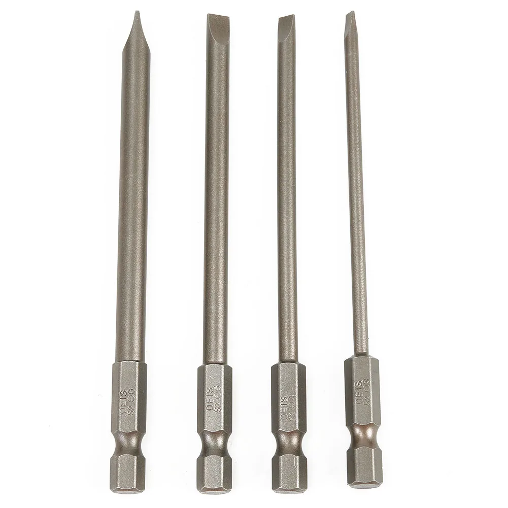 Slotted Screwdrivers Bits Workshop Equipment 4 4Pcs Flat Head Hex Magnetic Alloy Steel Shank 3mm-6mm Nice Portable