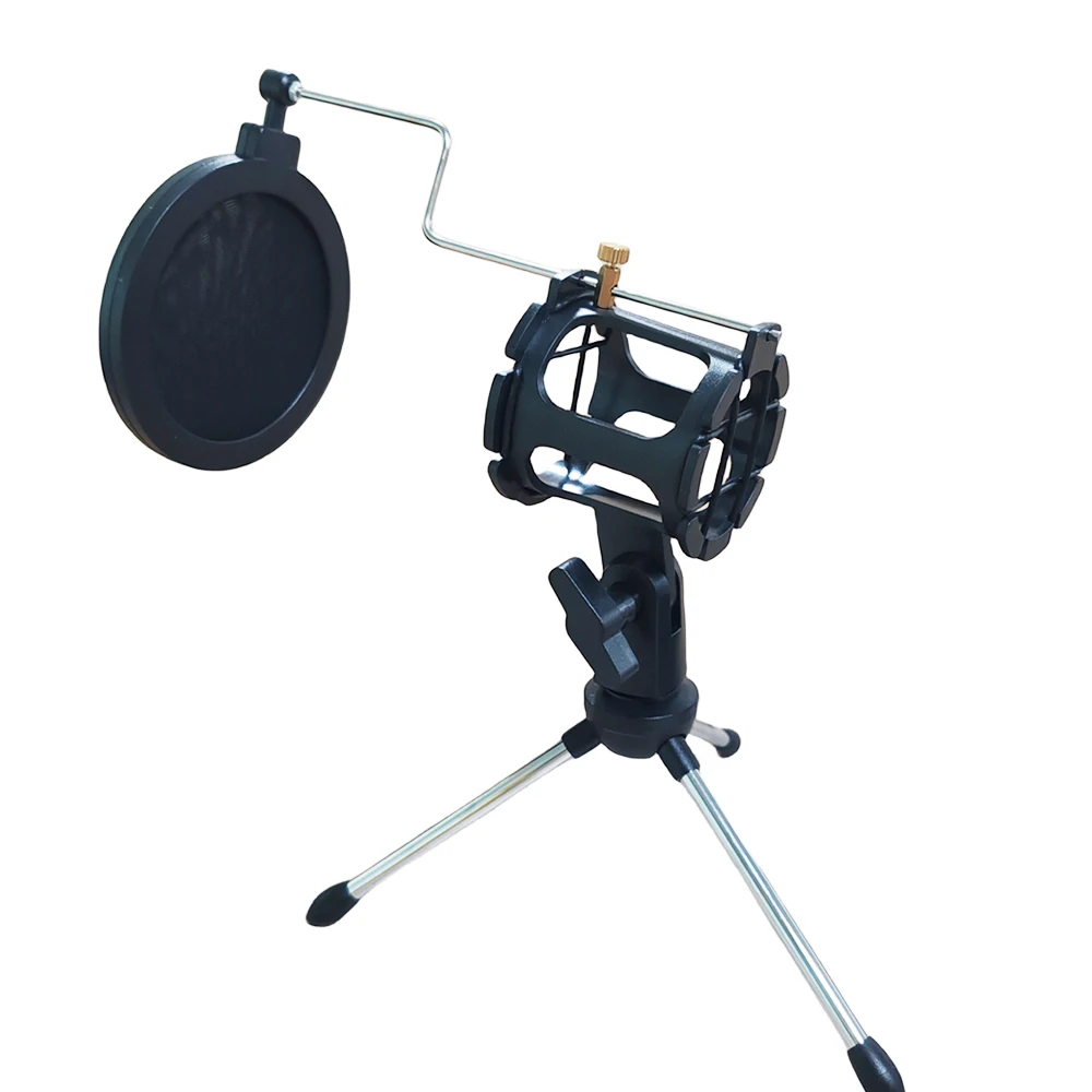 Tripod Microphone Stand Holder with Shock Mount Pop Filter For Desktop Streaming Podcasting Vocal Recording Mic