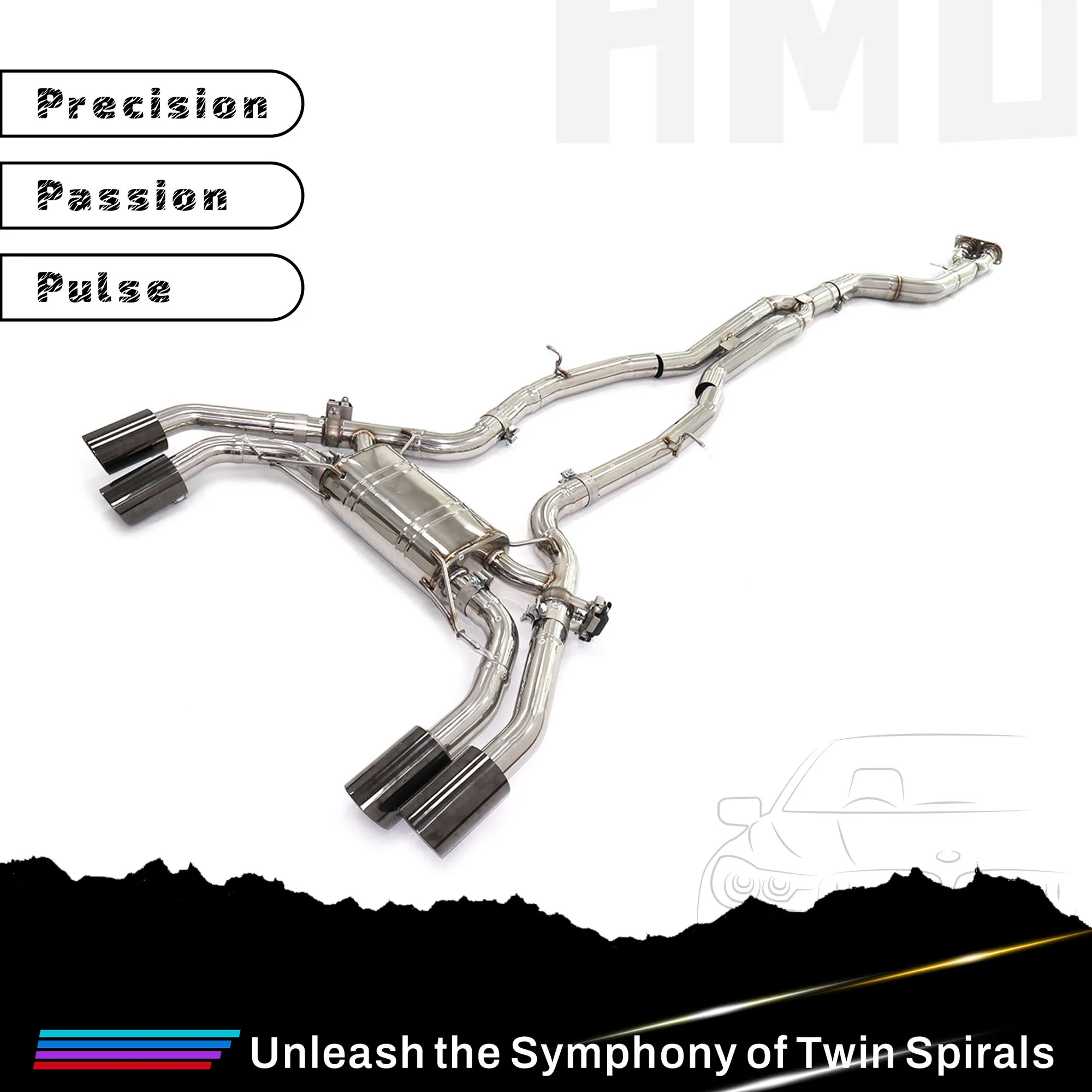 

HMD Customization Catback for BMW X3M F97 SS304 Electronic Valves Exhaust Muffler Tips Single Pipe Design