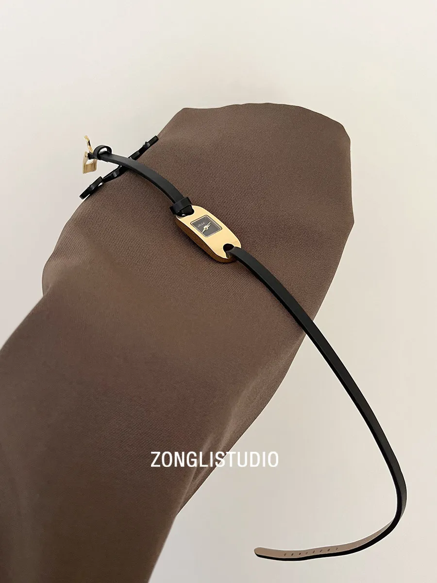 Wrap-Around Long Strap Wrist Watch  Women Thin Genuine Leather Band, Niche Design Light Luxury Elegant, Fashion High Sense Watch